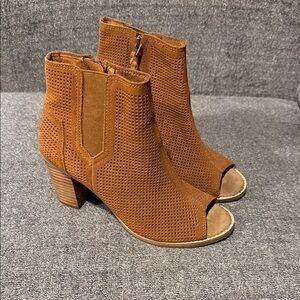 Toms Tan Perforated Ankle Booties